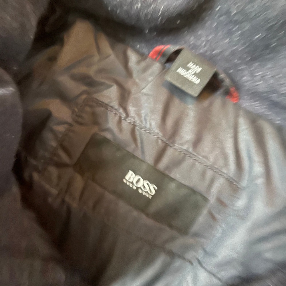 BOSS Hugo Boss Mens Navy Blue Mixed Media Toggle Puffer Jacket Coat Size M - Picture 5 of 9